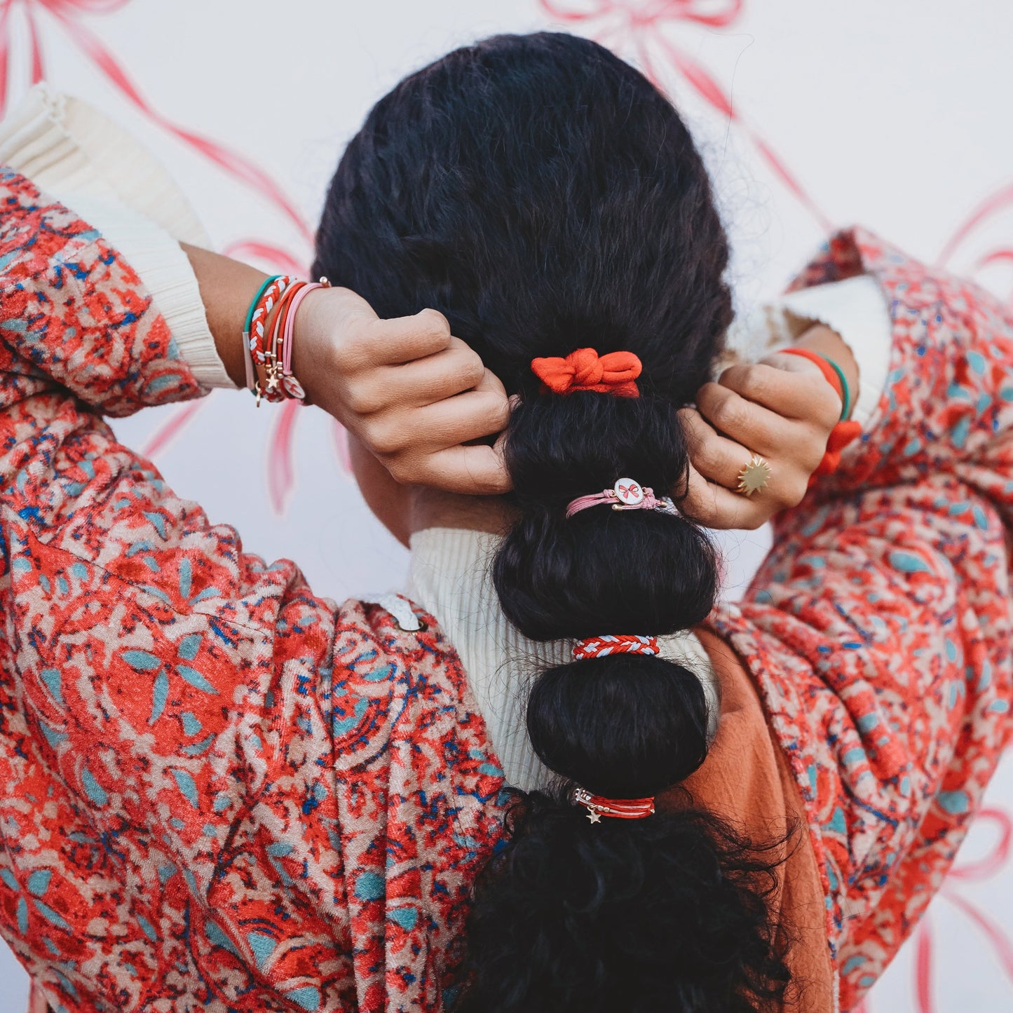 "Joy" Red & Green Holiday Hair Tie Bracelets