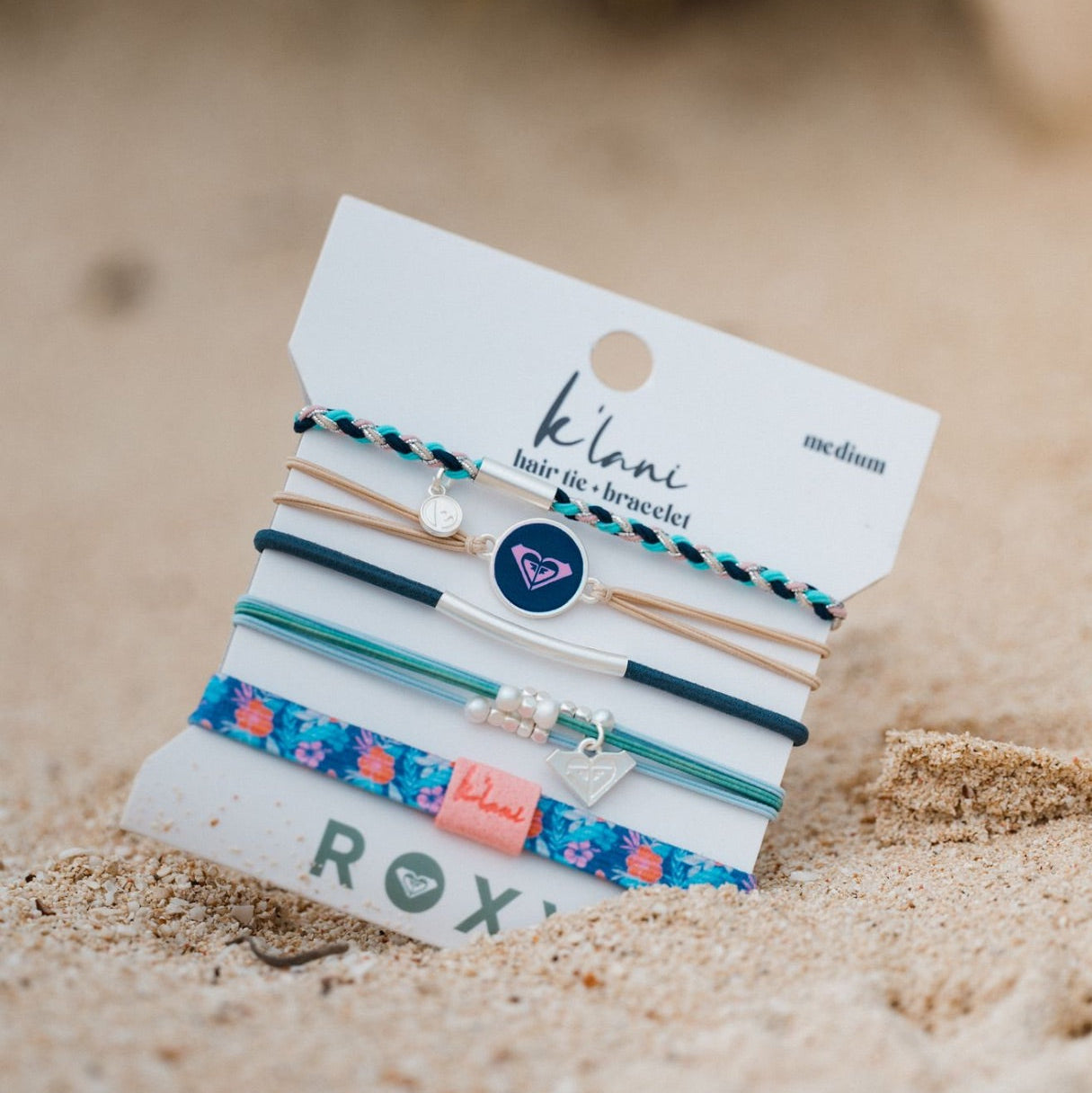 "Roxy Ocean Bloom" Tropical Blues Hair Tie Bracelets