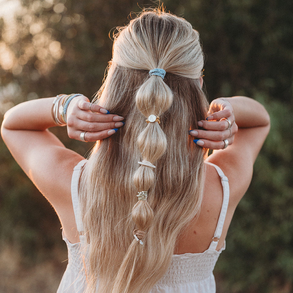"Grow" Earthy Toned Silver Palm Tree Charm Hair Tie Bracelets