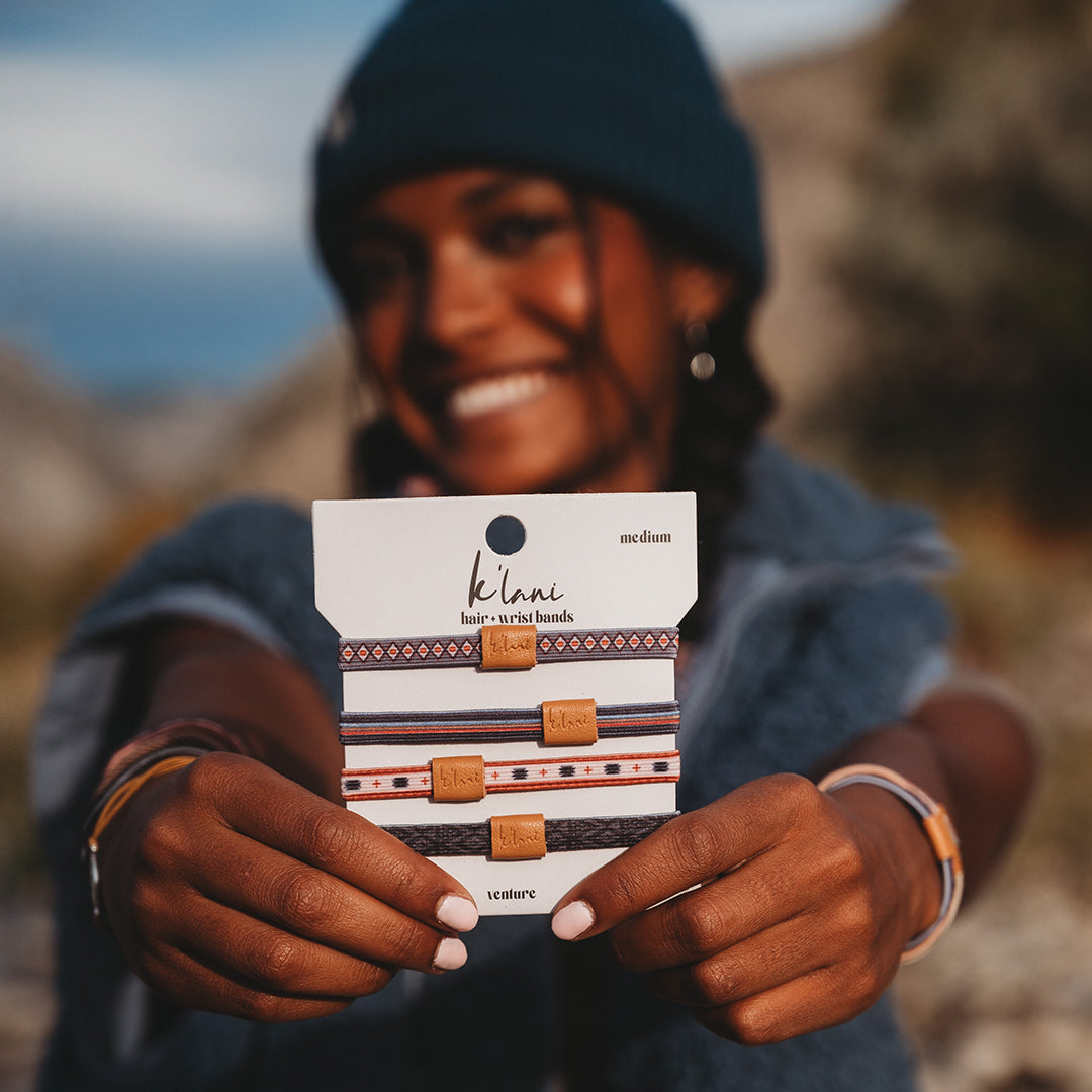 "Venture" Earthy Stripes and Patterned Hair Tie Bracelets