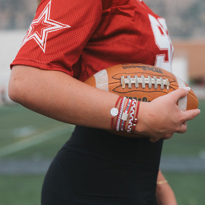 "Game Day" Crimson & White Hair Tie Bracelets