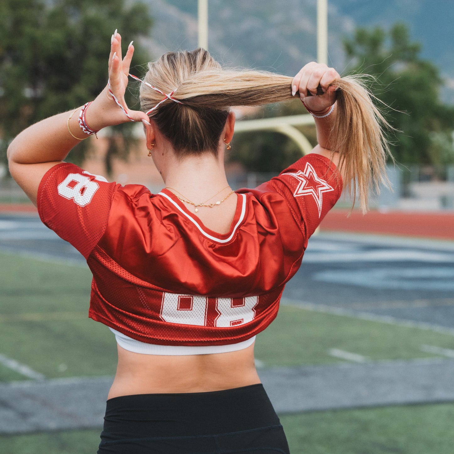 "Game Day" Crimson & White Hair Tie Bracelets
