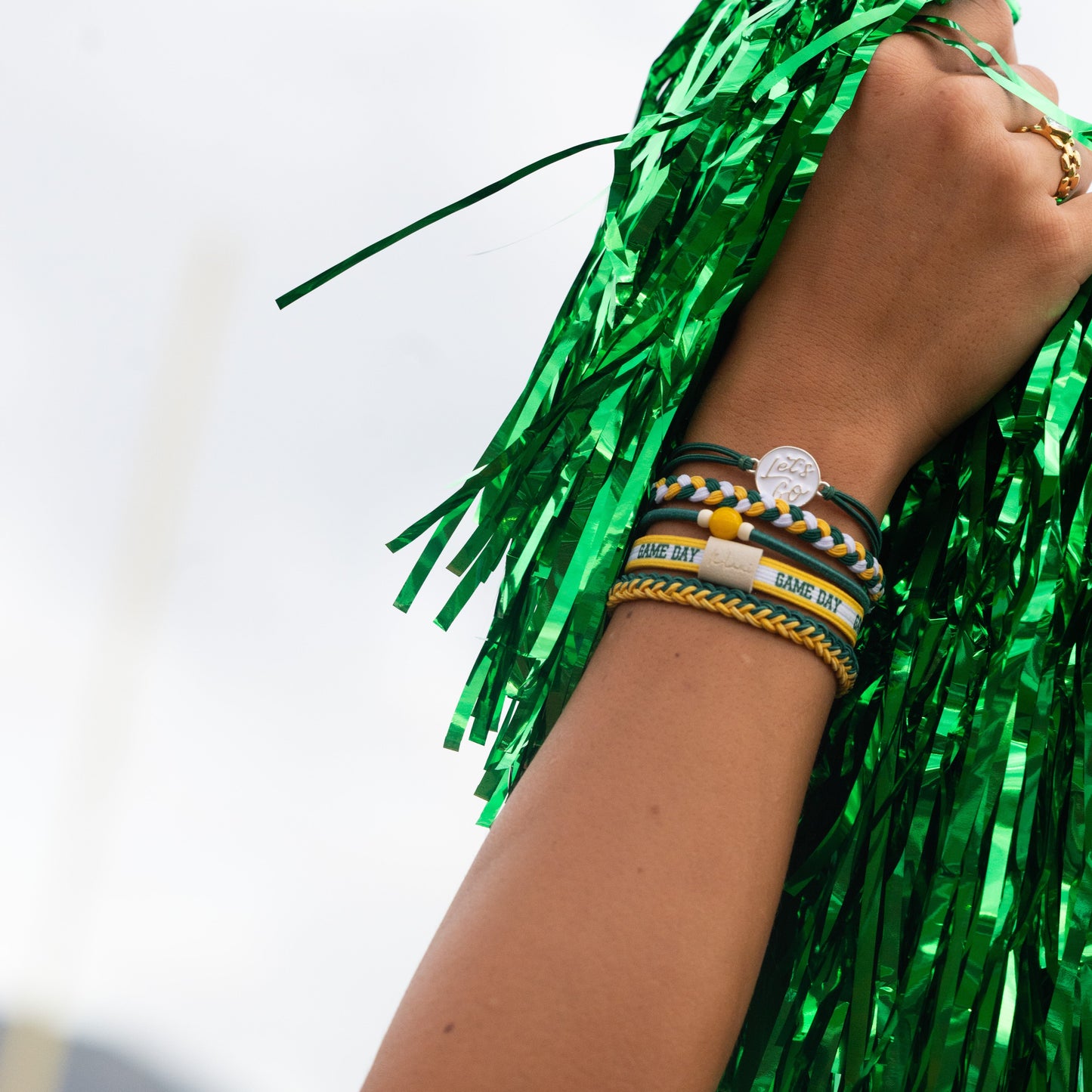 "Game Day" Green & Yellow Hair Tie Bracelets