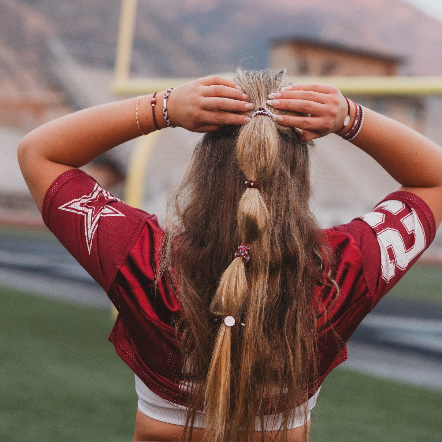 "Game Day" Maroon & Gray Hair Tie Bracelets