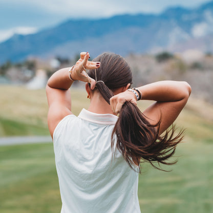 "Drive" Black and Cream Hair Tie Bracelets with Removable Ball Marker