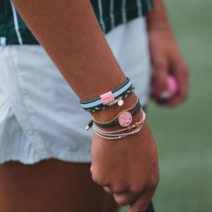 "Tee Time" Green and Pink Hair Tie Bracelets with Removable Ball Marker