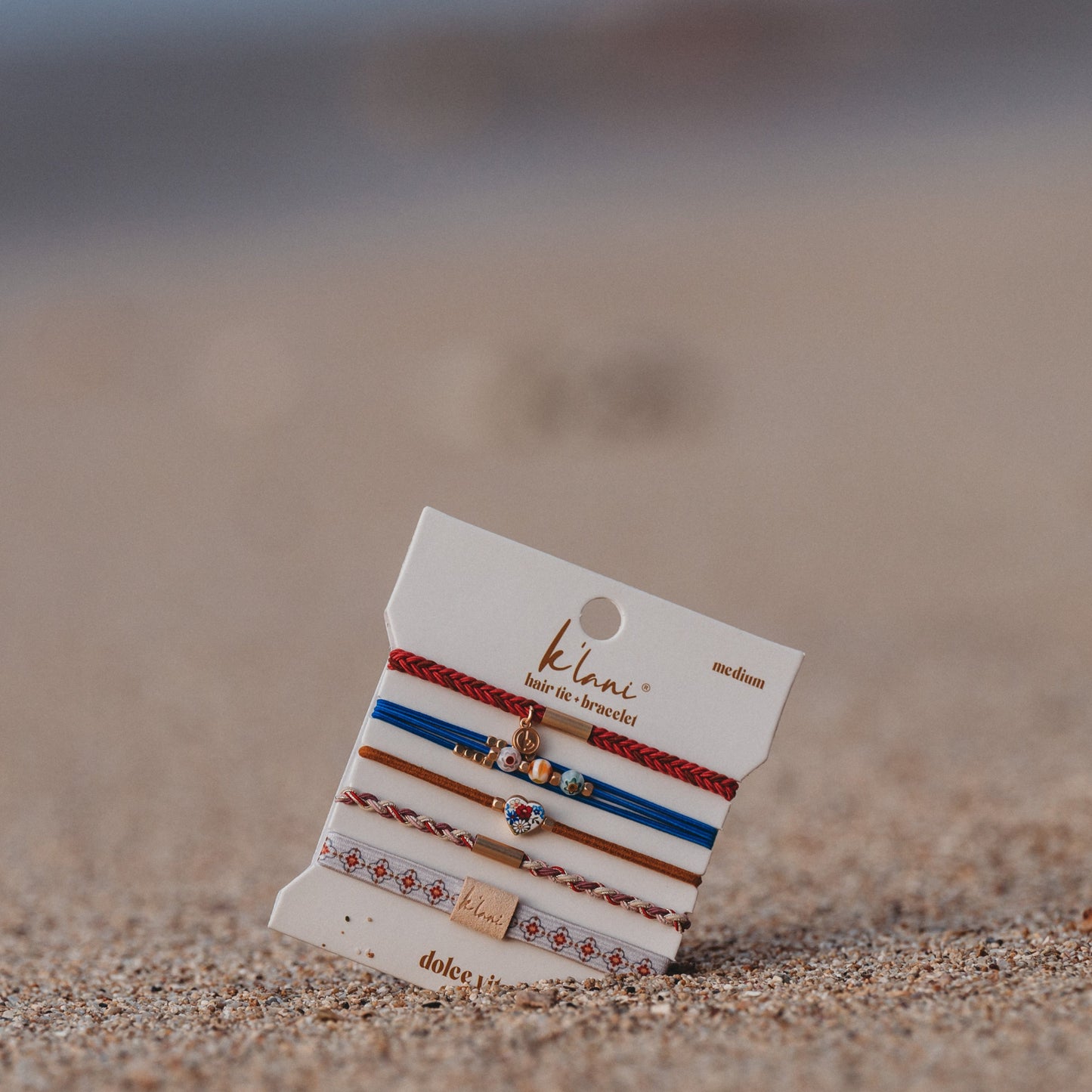 "Dolce Vita" Floral Glass Beads with Gold Accents Hair Tie Bracelets