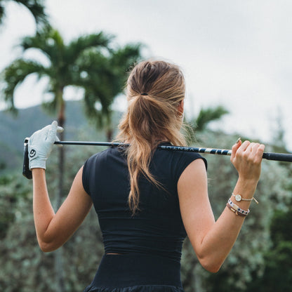 "Drive" Black and Cream Hair Tie Bracelets with Removable Ball Marker