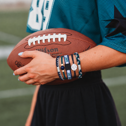 "Game Day" Blue, Grey & Green Hair Tie Bracelets