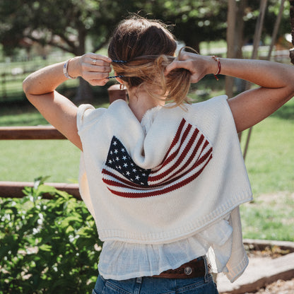 "Liberty" Patriotic Red, White & Blue with Gold & Silver Star Accent Hair Tie Bracelet
