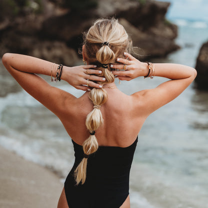"Connect" Black and Cream with Gold Accent Hair Tie Bracelets