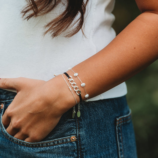 "Cove" Bracelets & Hair Tie (silver)