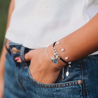 "Linked" Hair Tie Bracelet (silver charm links)