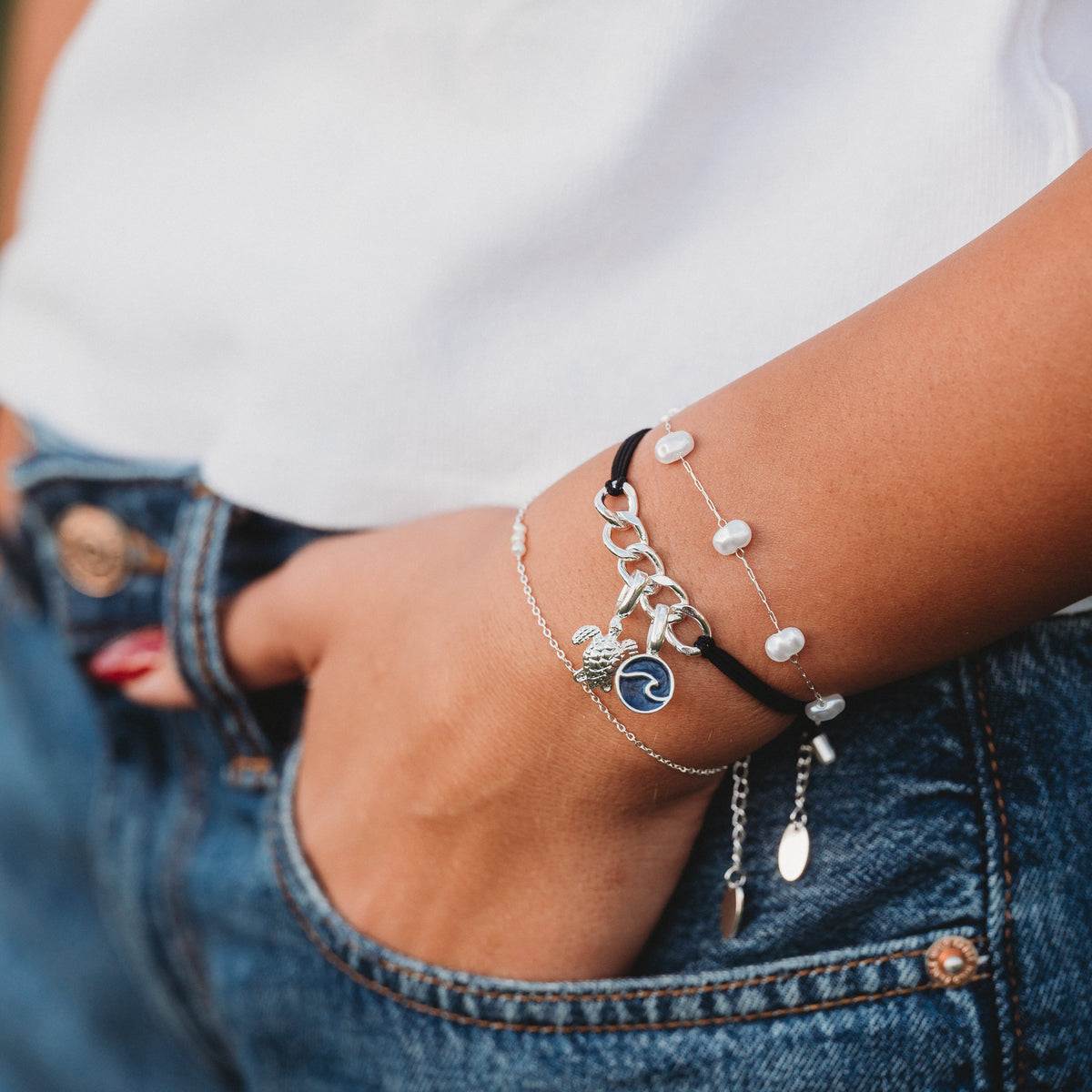 "Cove" Bracelets & Hair Tie (silver)