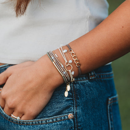 "Charmed" Hair Tie Bracelet (gold charm links)