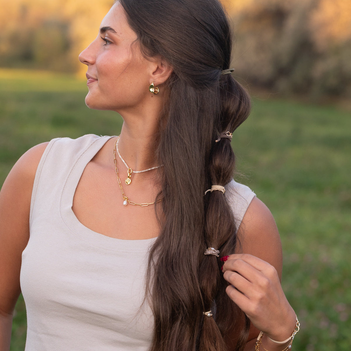 "Capri" Charm Necklace Set (gold)