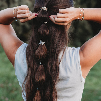 "Linked" Hair Tie Bracelet (silver charm links)