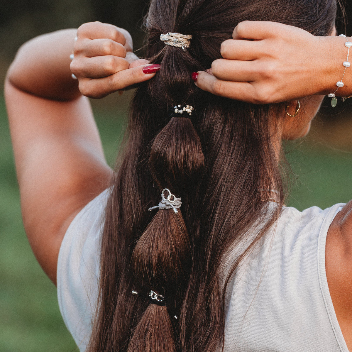 "Cove" Bracelets & Hair Tie (silver)