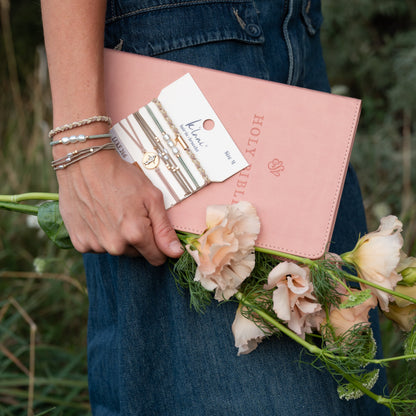 "Risen" Warm Neutrals with Gold Christus Hair Tie Bracelets
