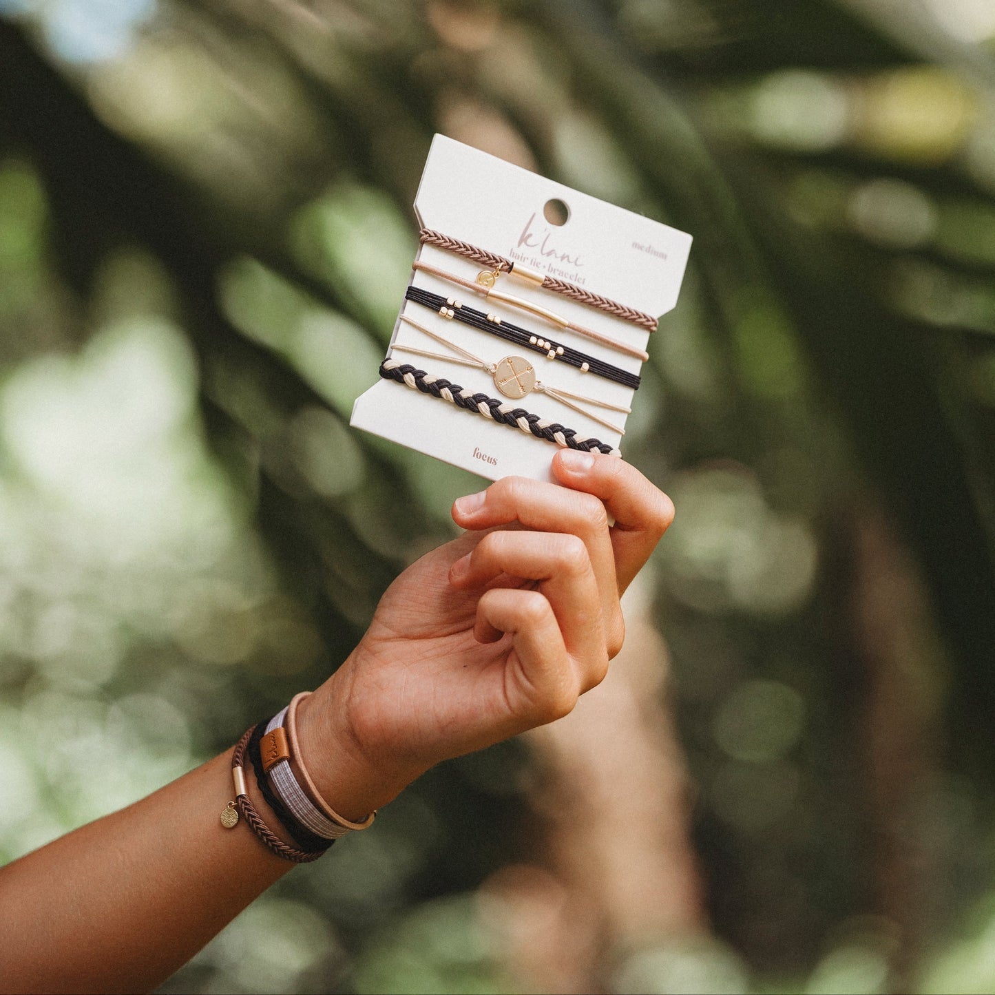 "Focus" Blacks and Golds with Arrow Charm Hair Tie Bracelets