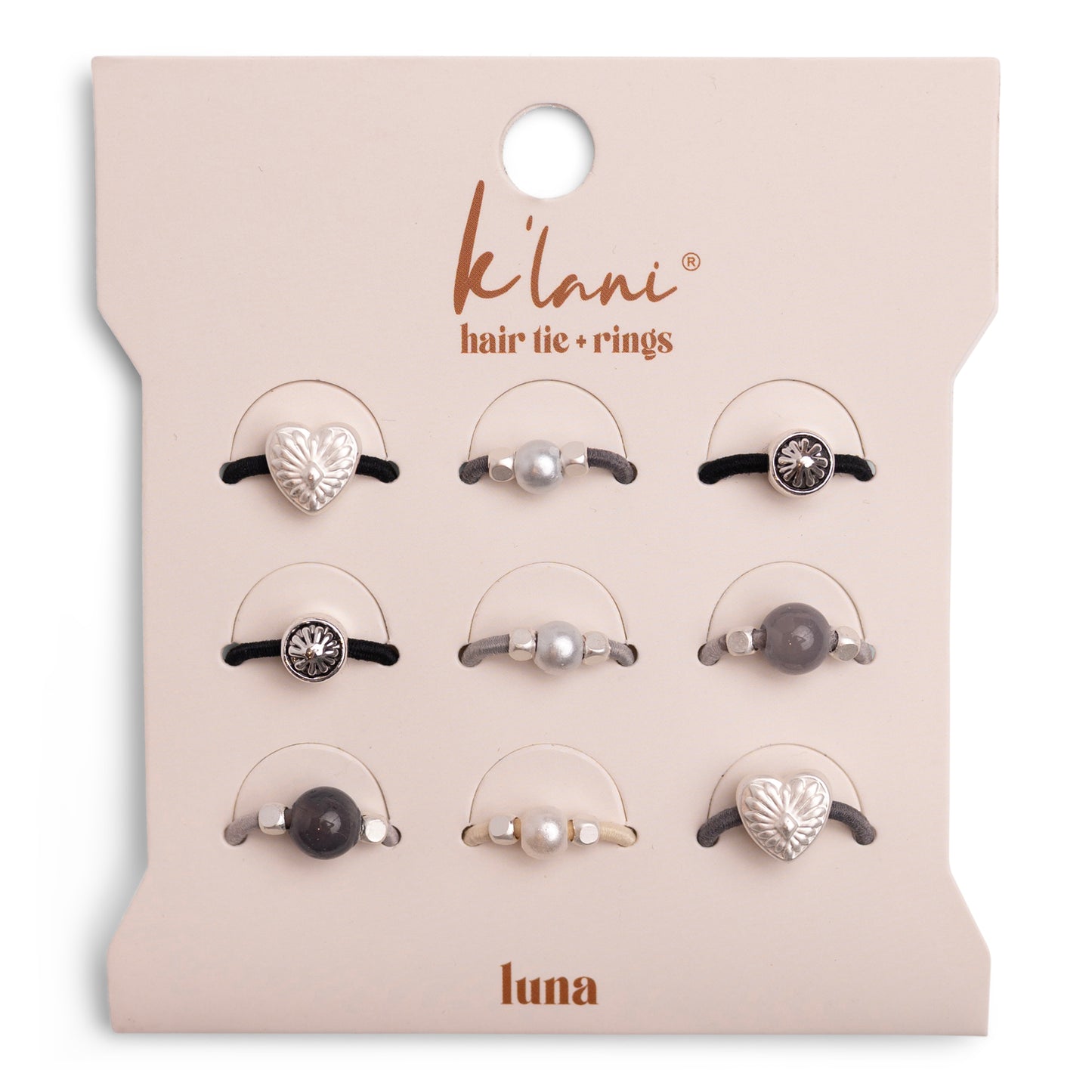 "Luna" Silver and Cool Tones Hair Tie Rings