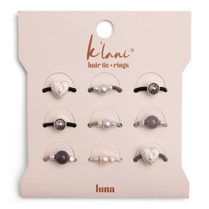 "Luna" Silver and Cool Tones Hair Tie Rings