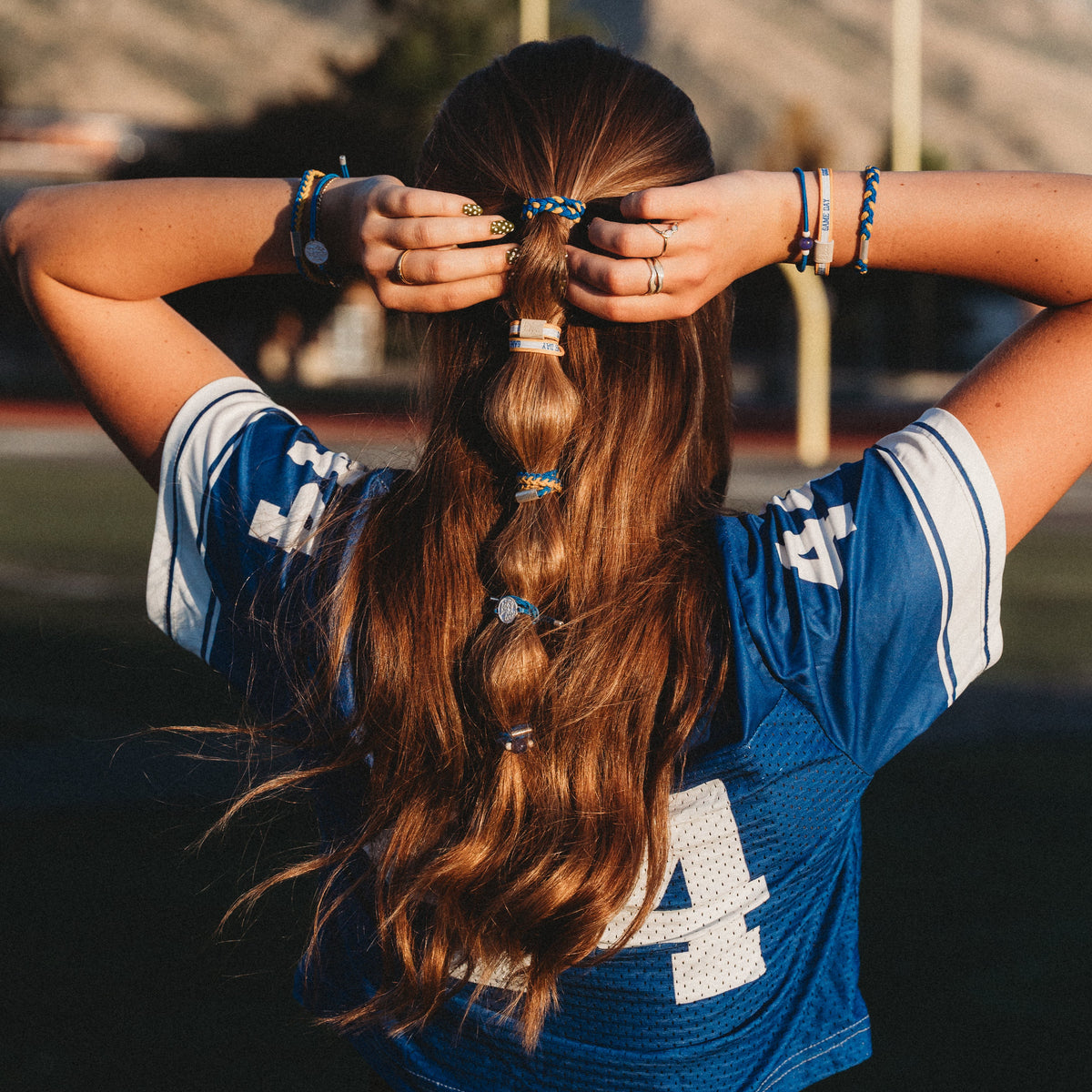 "Game Day" Blue & Yellow Hair Tie Bracelets