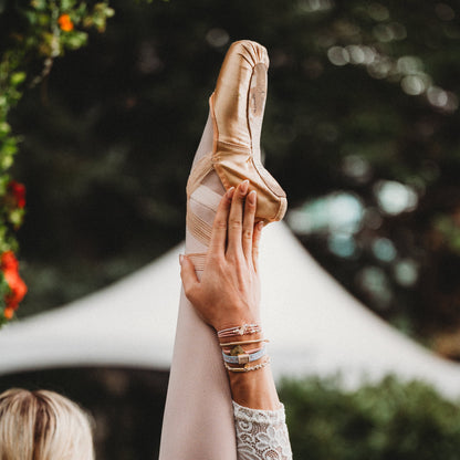 "Relevé" Pink Floral with Ballet Slipper Hair Tie Bracelets