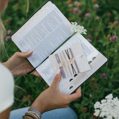 "Faith" Warm Neutrals with Gold Cross Hair Tie Bracelets