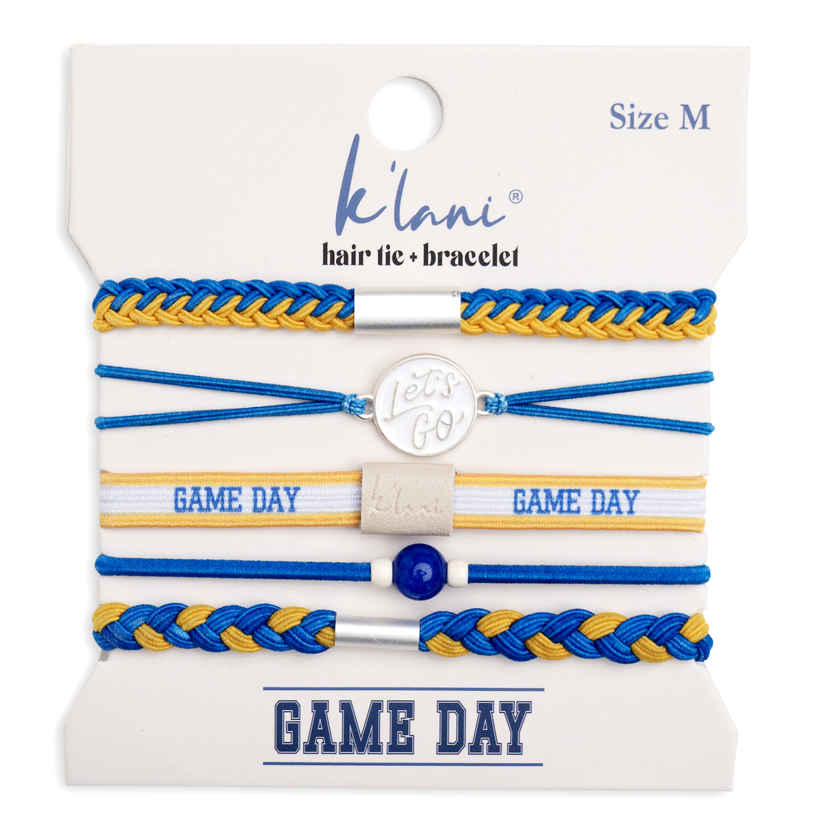 "Game Day" Blue & Yellow Hair Tie Bracelets