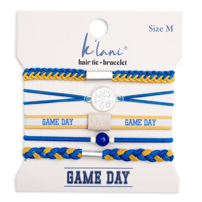 "Game Day" Blue & Yellow Hair Tie Bracelets