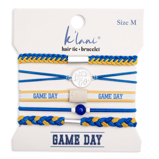 "Game Day" Blue & Yellow Hair Tie Bracelets