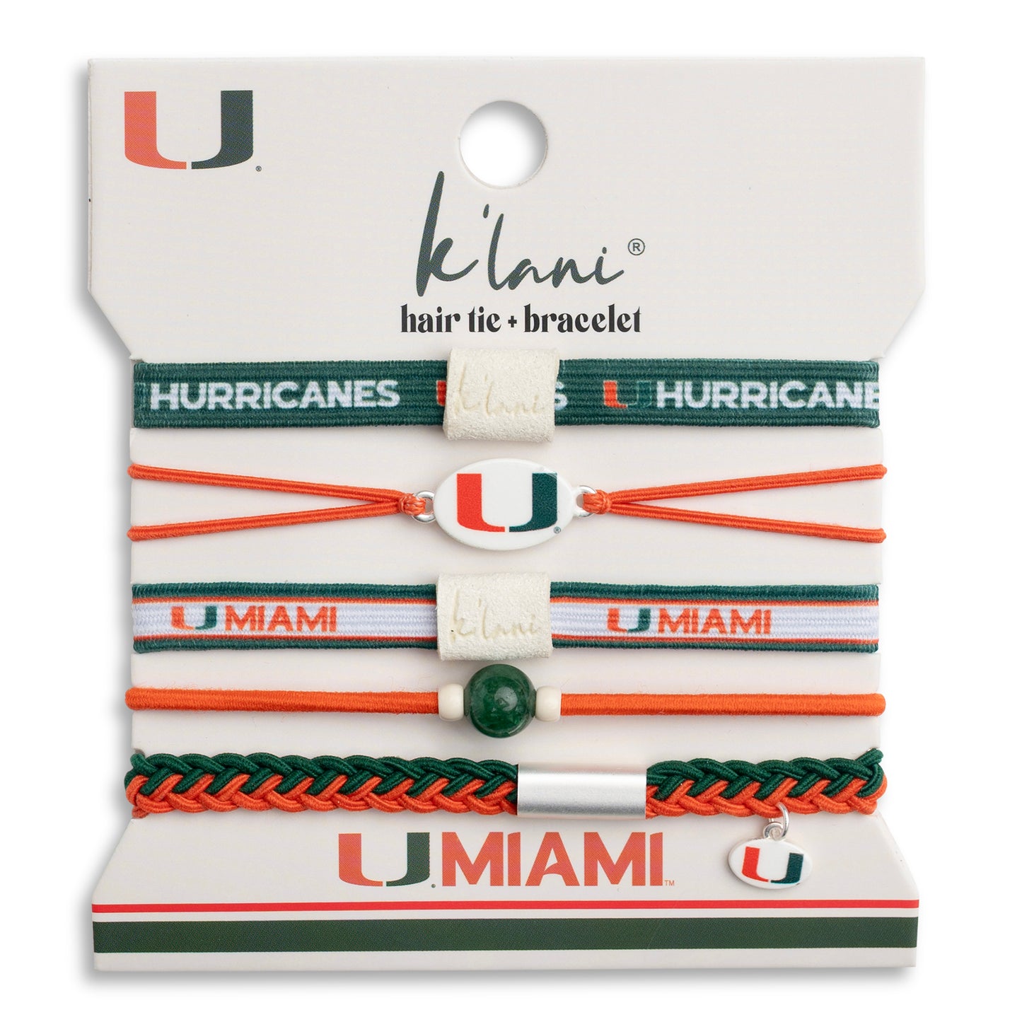 University of Miami Game Day Hair Tie Bracelets