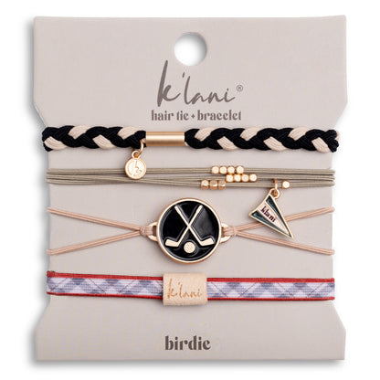 "Birdie" Black & Green Hair Tie Bracelets with Removable Ball Marker