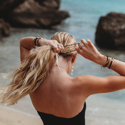 "Connect" Black and Cream with Gold Accent Hair Tie Bracelets