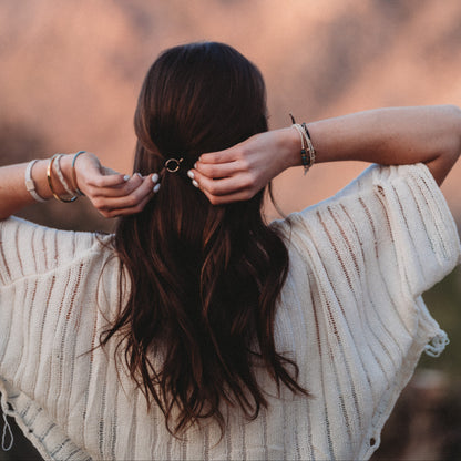"Flirt" Polka Dot in Cream & Black with Green Accent Hair Tie Bracelets