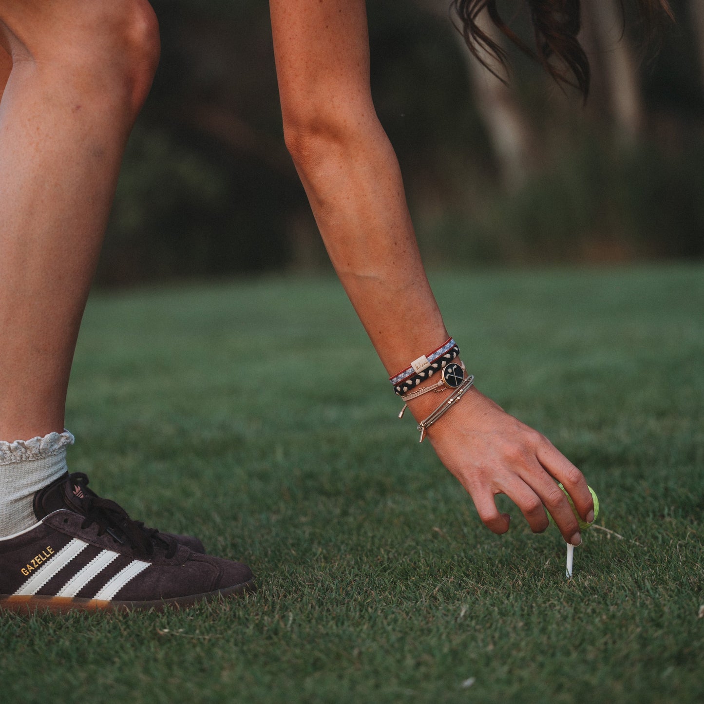 "Birdie" Black & Green Hair Tie Bracelets with Removable Ball Marker