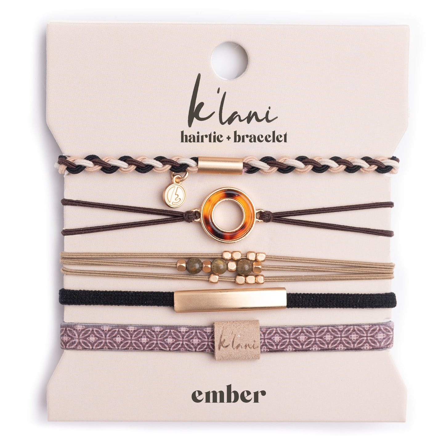 "Ember" Tortoise Shell Ring Charm with gold, browns and neutrals.