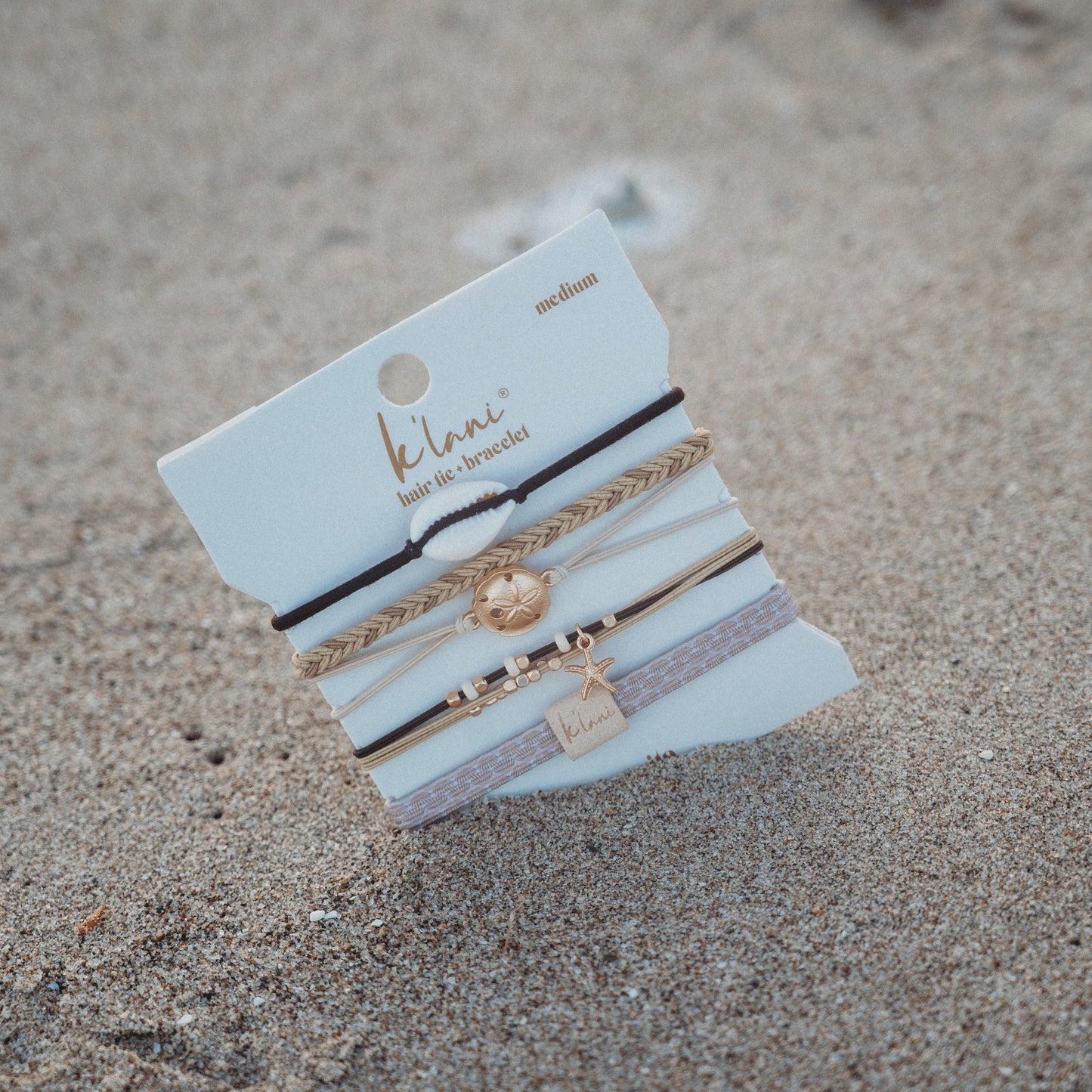"Radiant" Seashell Theme in Cream & Black Hair Tie Bracelets