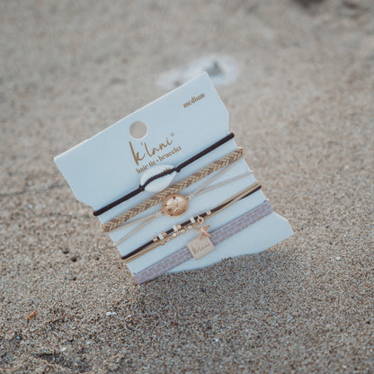 "Radiant" Seashell Theme in Cream & Black Hair Tie Bracelets