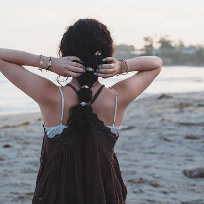 "Radiant" Seashell Theme in Cream & Black Hair Tie Bracelets