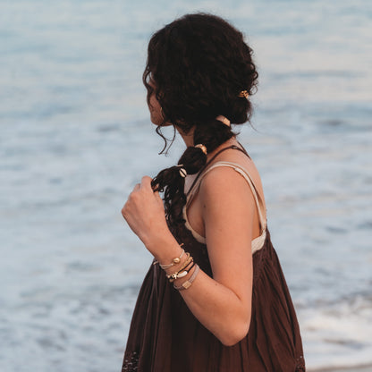 "Radiant" Seashell Theme in Cream & Black Hair Tie Bracelets