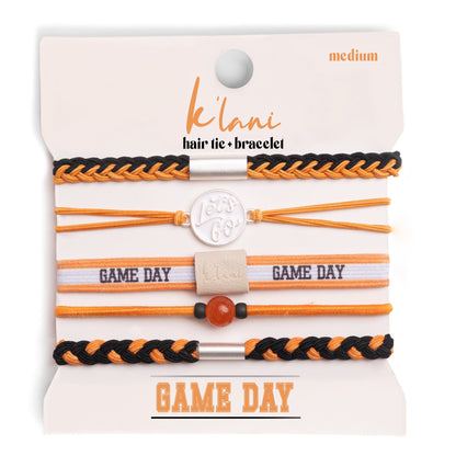 "Game Day" Orange & Black Hair Tie Bracelets