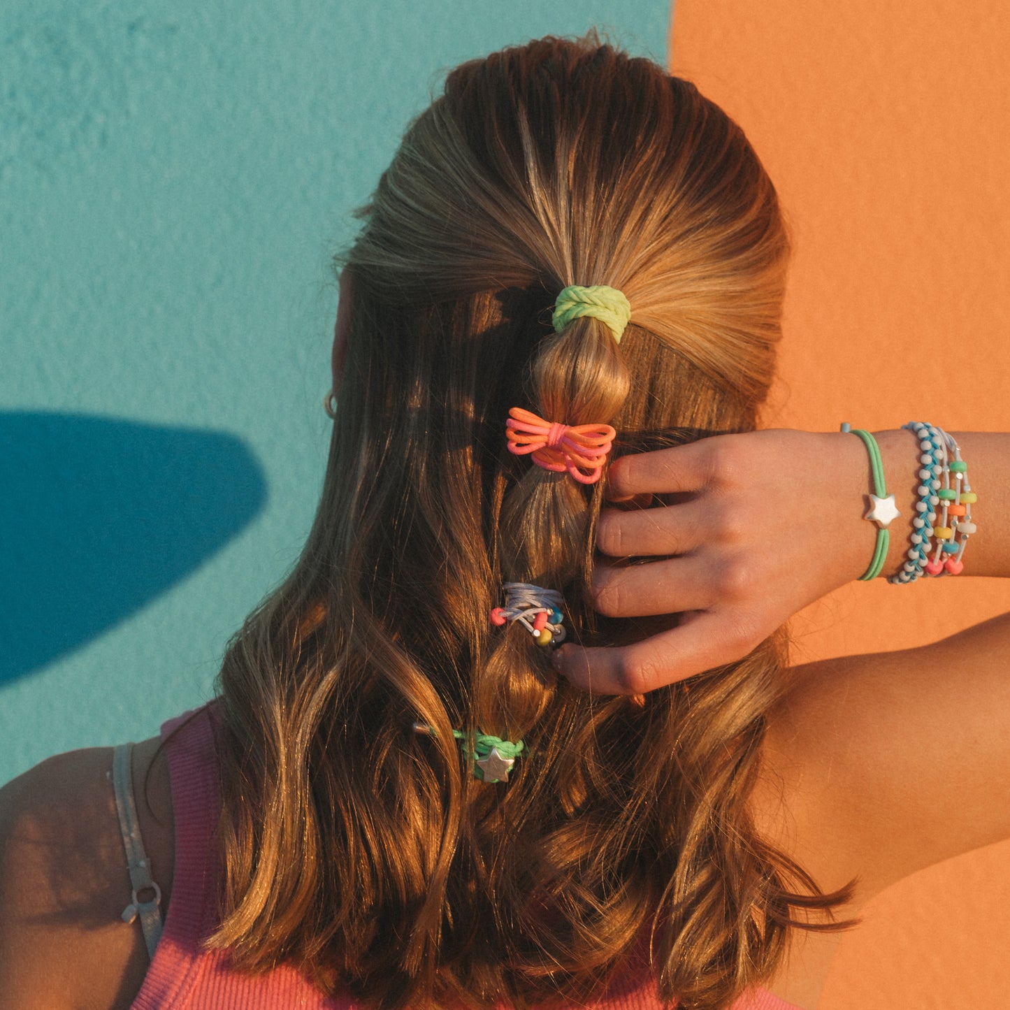 "Glow" Neon with Silver Accents Hair Tie Bracelets