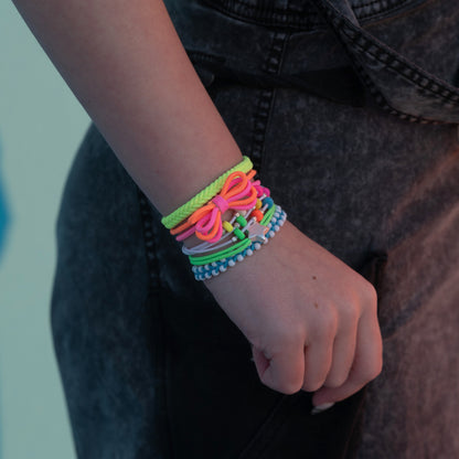 "Glow" Neon with Silver Accents Hair Tie Bracelets